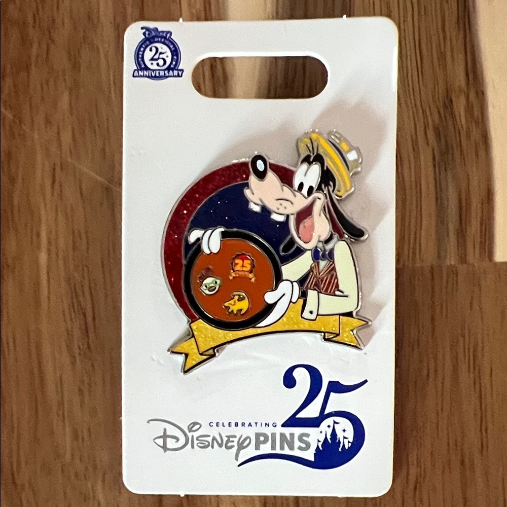 Disney Goofy 25th Anniversary Pin with Red and Gold Accents